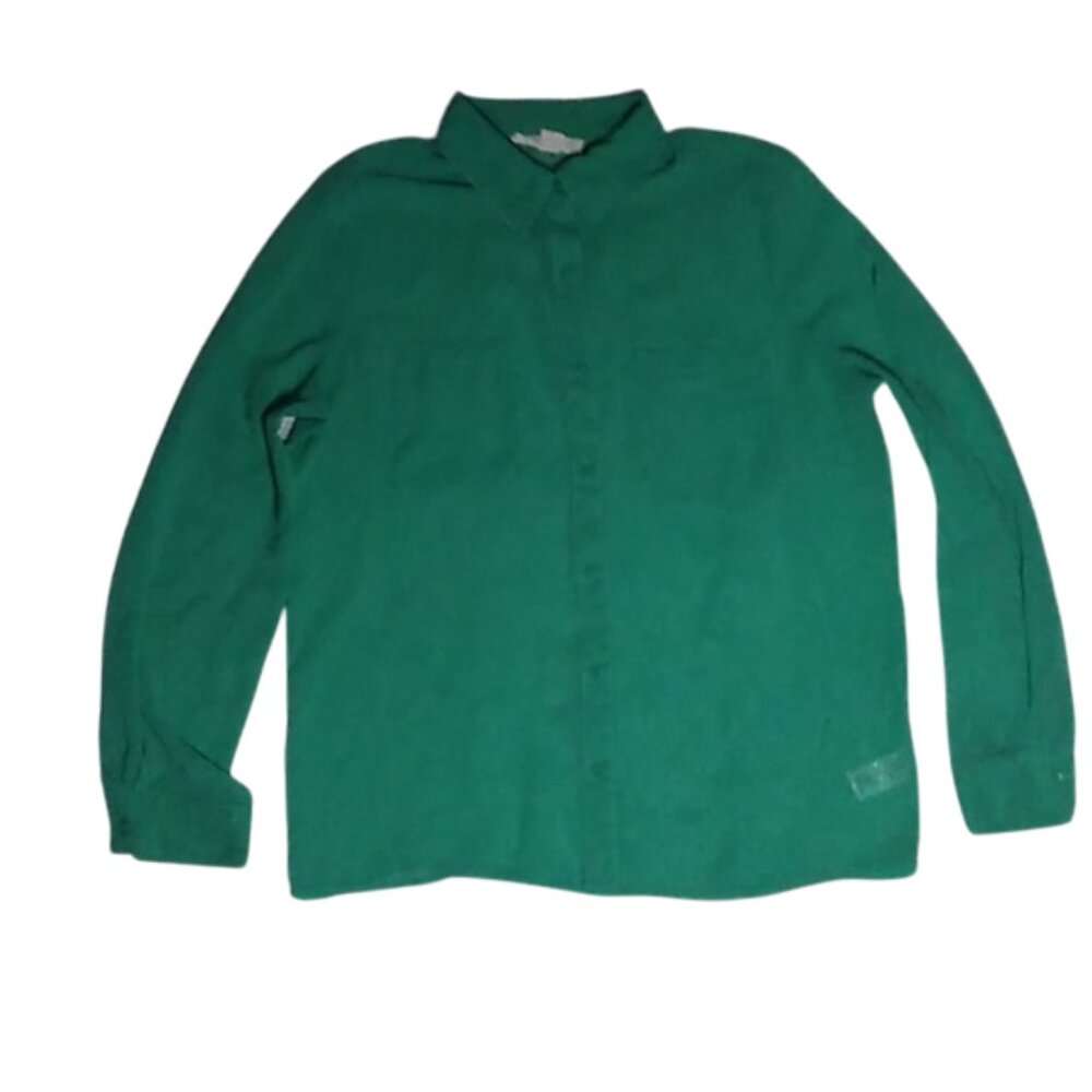 XAI, SHEER BOTTON DOWN, COLOR: GREEN, SIZE: M